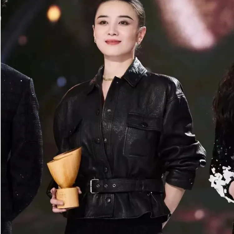 海宁2025春新款泡感杨树林宋佳真皮皮衣绵羊皮短收腰显瘦女外套