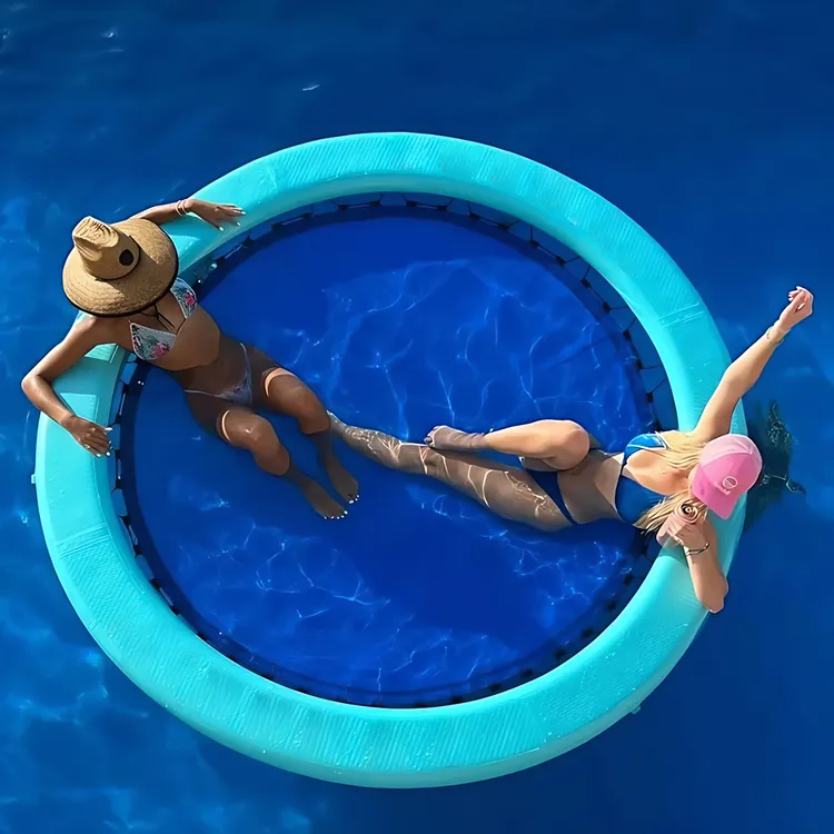 水上充气躺椅充气海上带网折叠水池带水上爱心浮床玩具