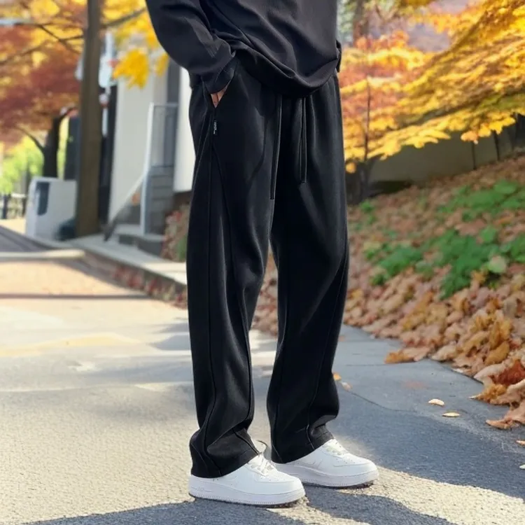 直筒高街休闲裤阔腿裤潮流常规款厚款慵懒卫裤宽松