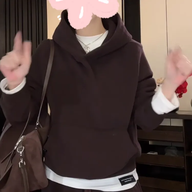 设计感复古美拉德色系连帽气质百搭套头女卫衣LK2507210