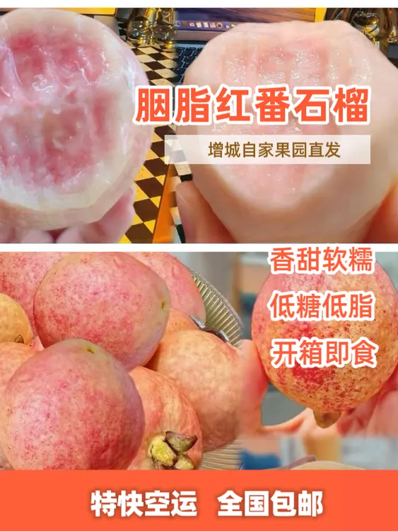 【顺丰空运】正宗增城树上熟胭脂红番石榴芭乐香甜软糯低脂鸡屎果