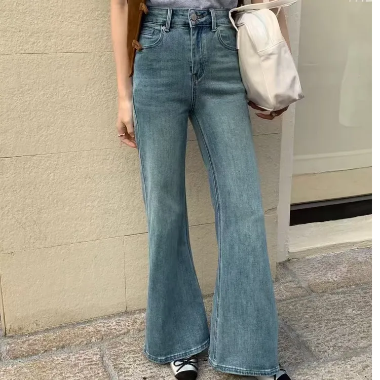 高弹微喇牛仔裤简约时尚百搭显瘦修身韩版休闲复古