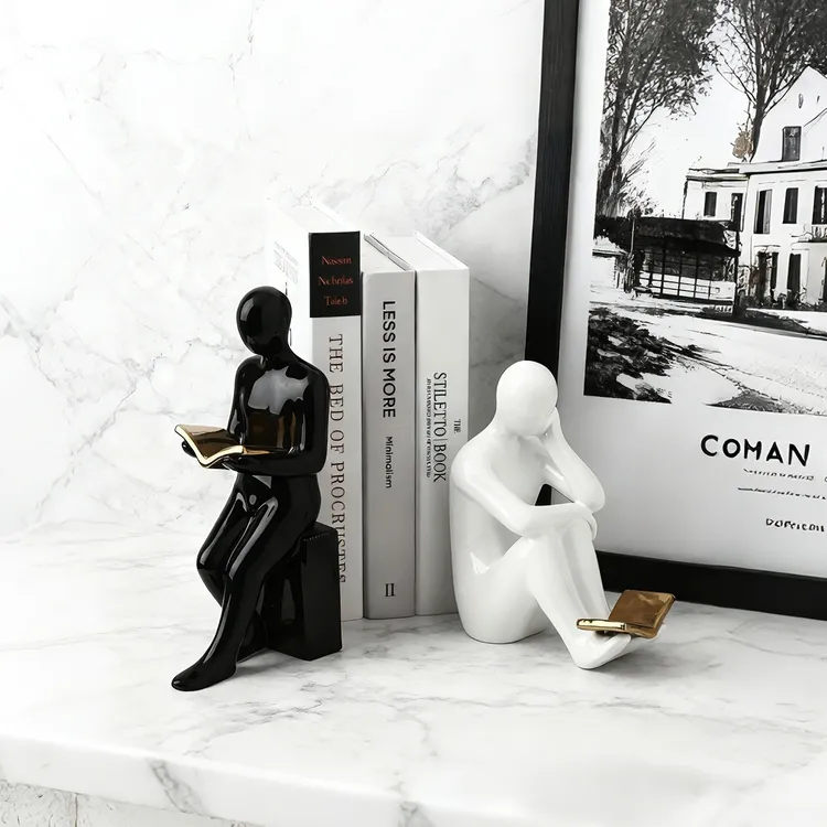创意艺术人物书档书立摆件现代酒柜电视柜办公室轻奢软装饰工艺品