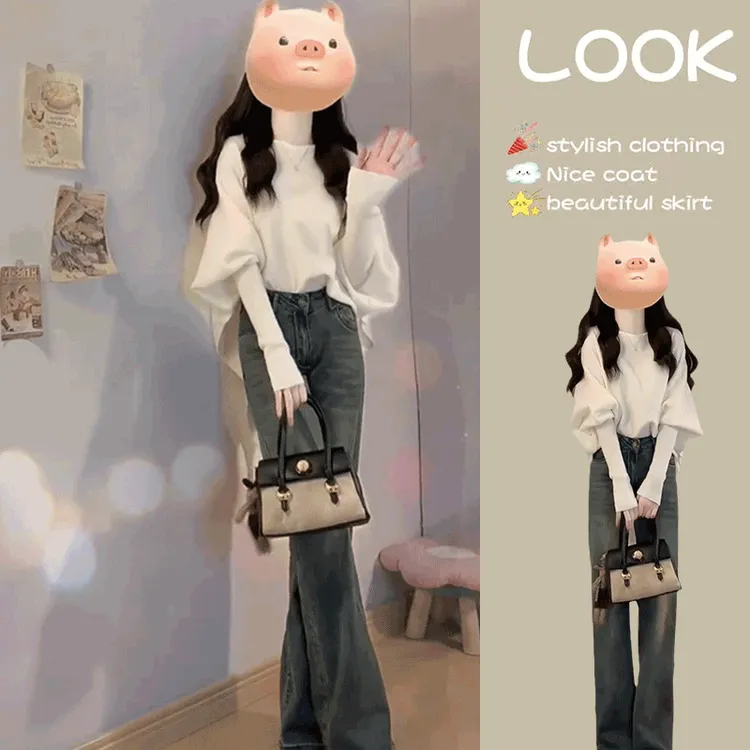 秋季温柔系穿搭女2025新款气质减龄针织衫时尚百搭牛仔裤两件套装