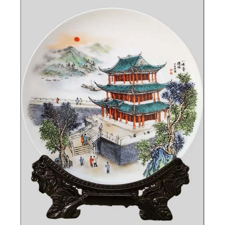 赣州八景系列《八境台揽胜》《赣州古浮桥》等城市礼品景德镇陶瓷摆件