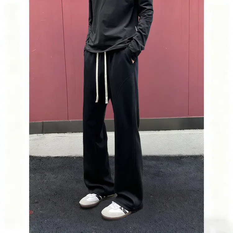 斜切微喇卫裤男款秋季美式复古cleanfit裤子弯刀直筒垂感休闲裤