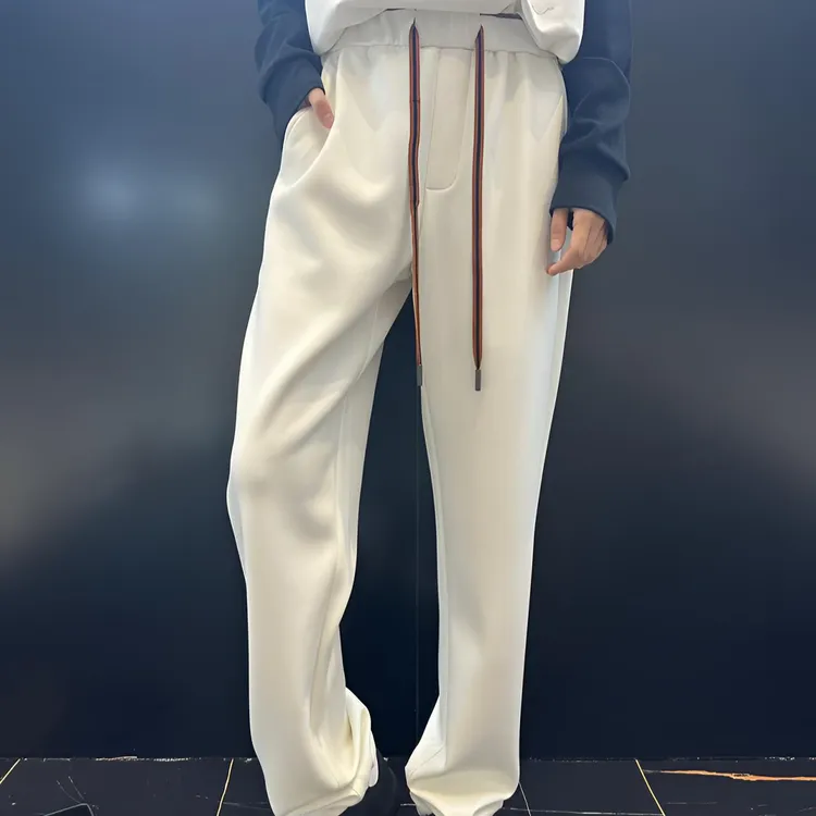 2025秋冬新贵老钱风垂感黑白两色直筒裤宽松轻奢休闲