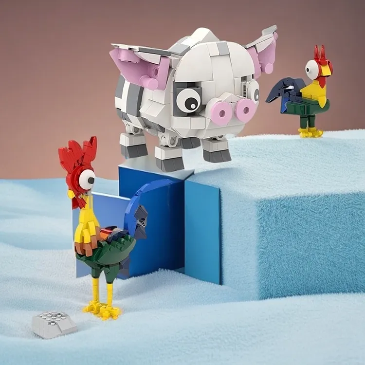 MOC动画海洋奇缘噗噗和憨憨创意模型益智男拼插积木玩具礼物摆件