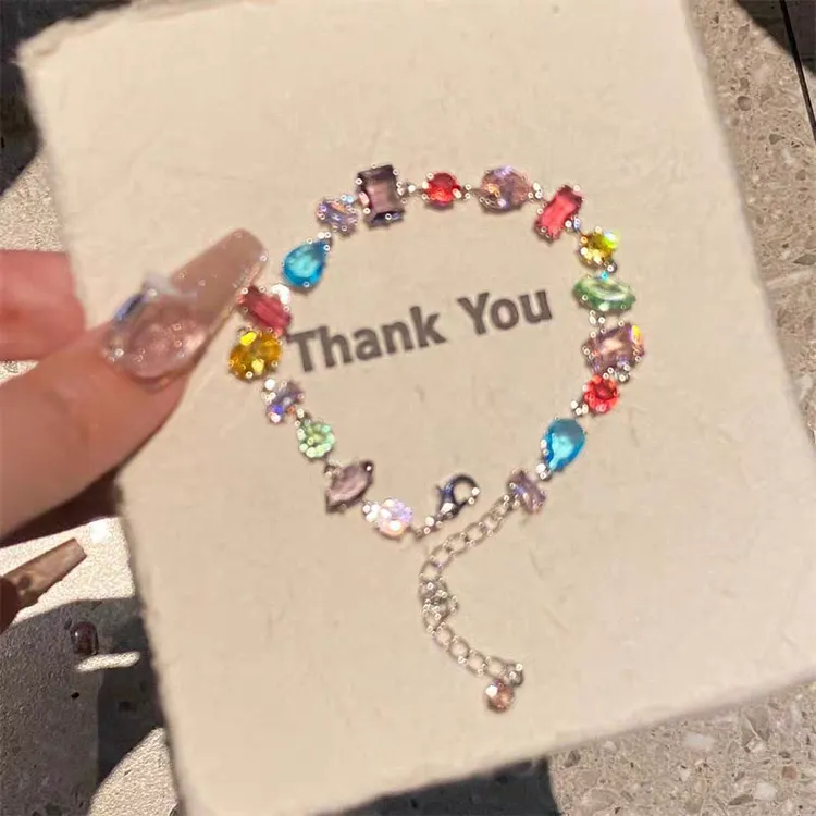 钛钢手链 彩色水晶糖果手链轻奢小众高级感手饰爆款配饰y