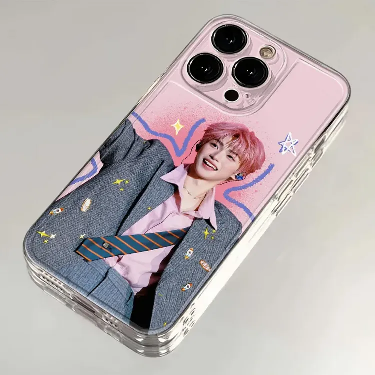 粉发梓渝适用iPhone16pro透明手机壳华为小米苹果oppoVIVO荣耀400