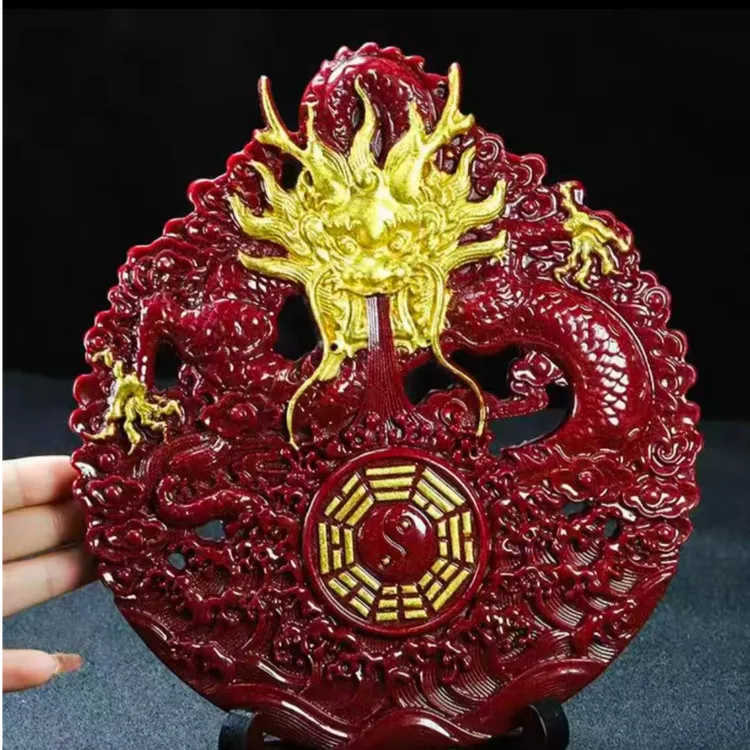 紫金砂山海镇鎏金国学陶瓷八卦龙摆件招财客厅办公室工艺品摆设