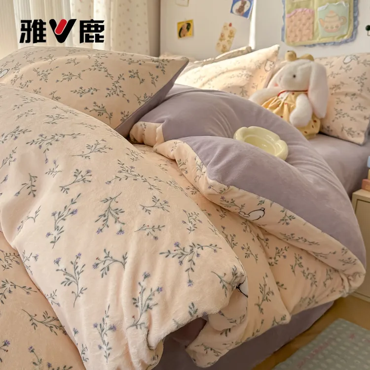 牛奶绒被套单件双面绒被罩加厚保暖家用单双人床单被芯套床上用品