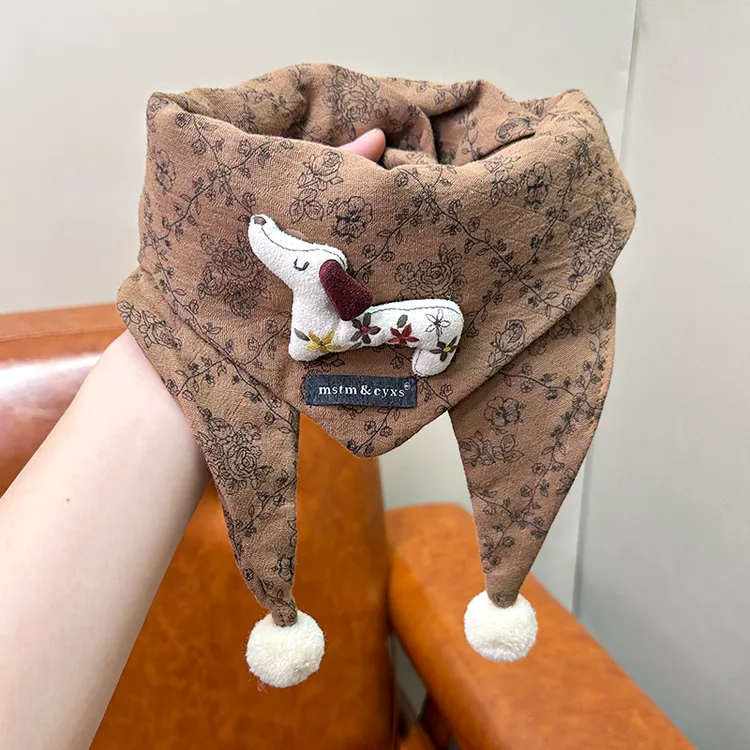 复古氛围感~儿童三角巾春秋季可爱超萌围巾宝宝秋冬出游穿搭围脖