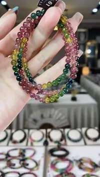 【闪购商品】碧玺三圈手串5mm+未镶嵌一物一证dan