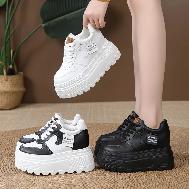 【跟高10厘米】厚底内增高小白鞋女鞋2025秋冬季新款时尚防滑休闲鞋