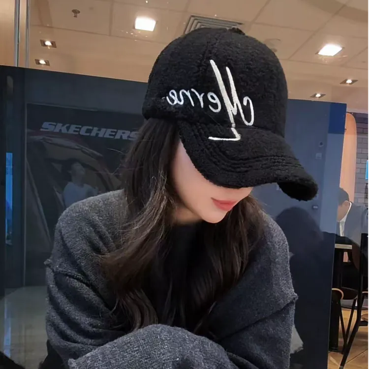 C26加大版颗粒绒加厚保暖韩系新款鸭舌帽显脸小棒球帽秋冬潮流