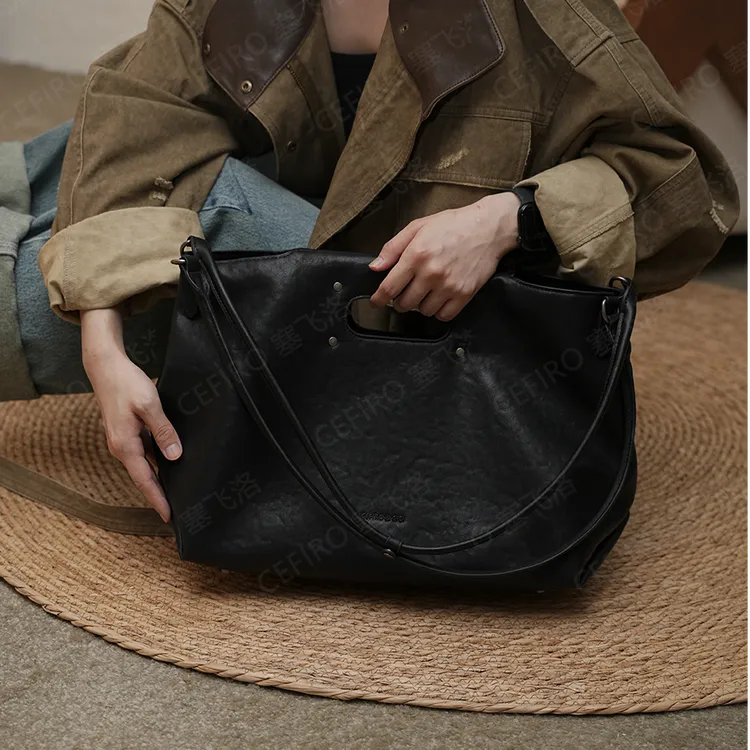 塞飞洛CEFIRO头层牛皮托特包大容量通勤百搭单肩包斜跨包 1110
