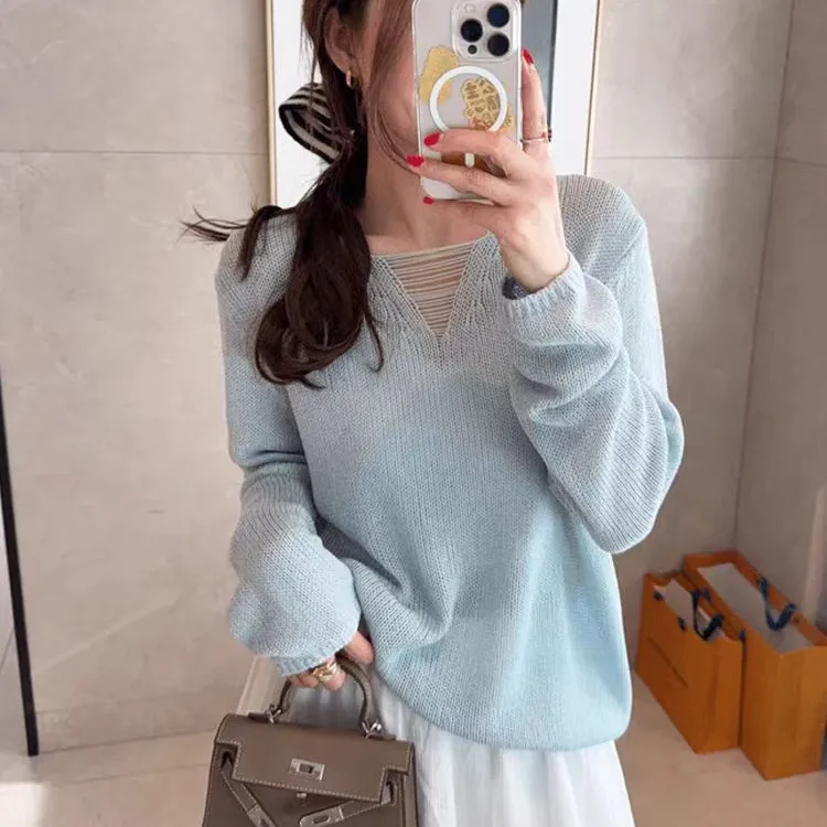超好看薄款镂空长袖针织衫女2025新款爆款夏季防晒罩衫针织上衣女