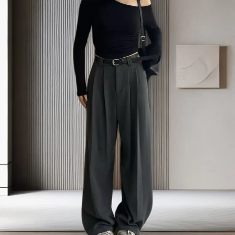 2025韩国东大门同款百搭显瘦气质加厚时尚百搭大气休闲裤西装裤