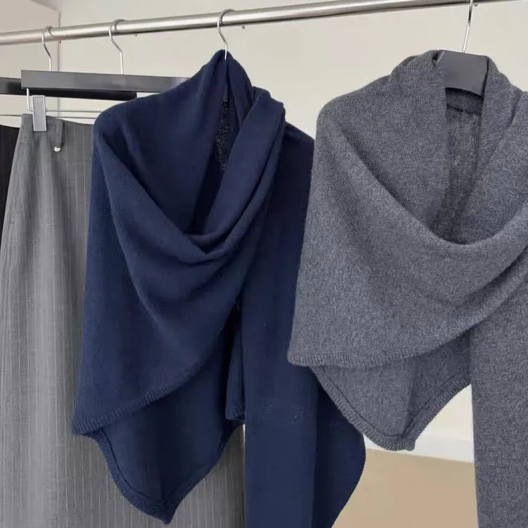 205*75超大原创设计老钱风羊毛三角披肩复古摩登时尚冬季围巾披肩