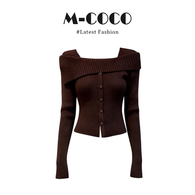 MARIE.COCO温斯顿艺术生~美拉德一字肩针织衫毛衣秋冬打底衫上衣