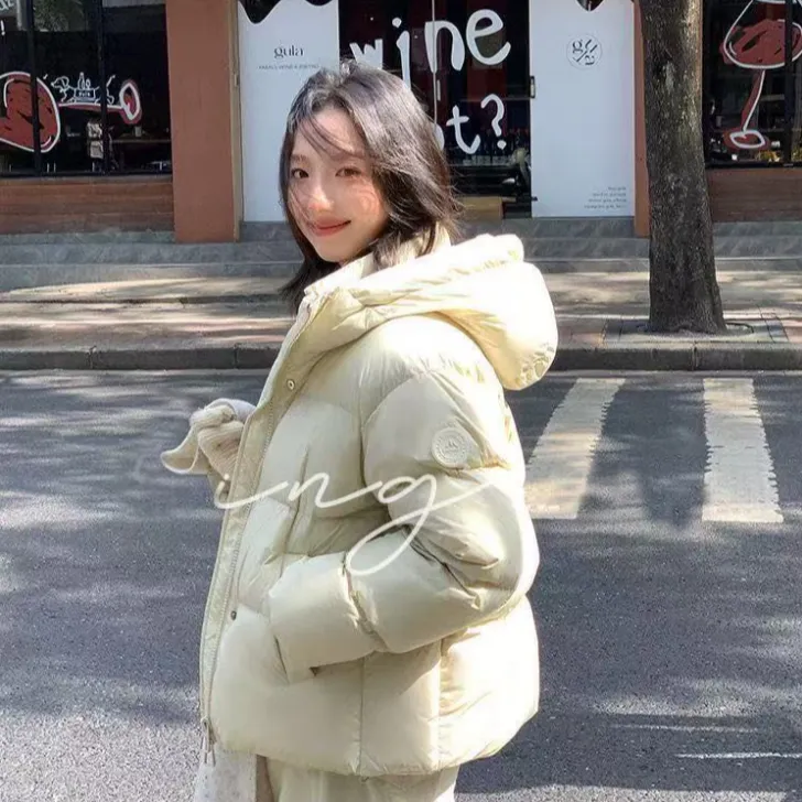 棉服女款冬季短款新款保暖加厚泡芙面包服小个子连帽宽松外套