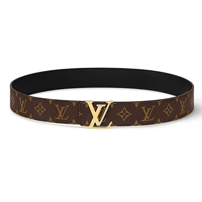 高档男士皮带时尚男棕色百搭裤腰带经典格纹双面牛皮真皮休闲压花