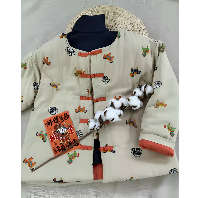 加厚新中式保暖棉服棉袄外套女装冬季盘扣国风棉服卡通冬款