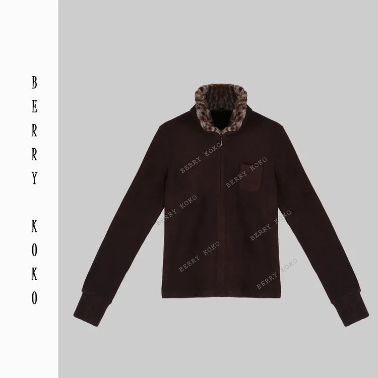 【MISSKO】秋冬复古“豹纹”隐形拉链“高弹”“磨毛”洗水套头卫衣T60