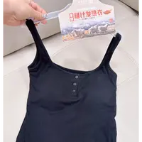 纽扣螺纹一体吊带背心