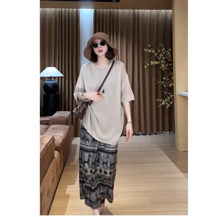 YYOUHAN 2025夏款小众极简风卷边设计轻薄款长袖针织衫 2504C2339