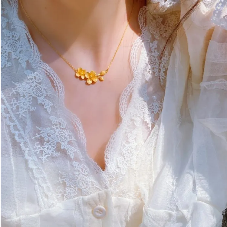 金色丁香花精致时尚高级感轻奢风简约素款小众送女清新