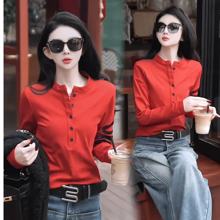 设计感T恤2025春季新款时髦洋气减龄百搭显瘦高级感洋气打底上衣