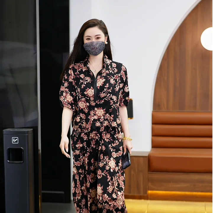 衬衫宽松时尚套装休闲碎花洋气连体休闲风阔腿裤气质套装印花