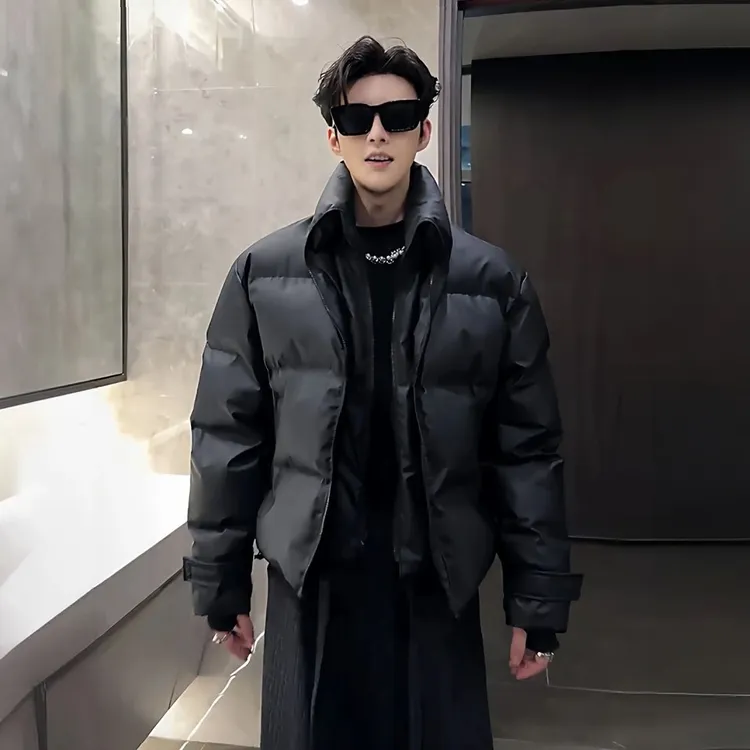 (现货)高级感痞帅立领棉服男女冬季潮牌设计宽松百搭保暖棉衣外套