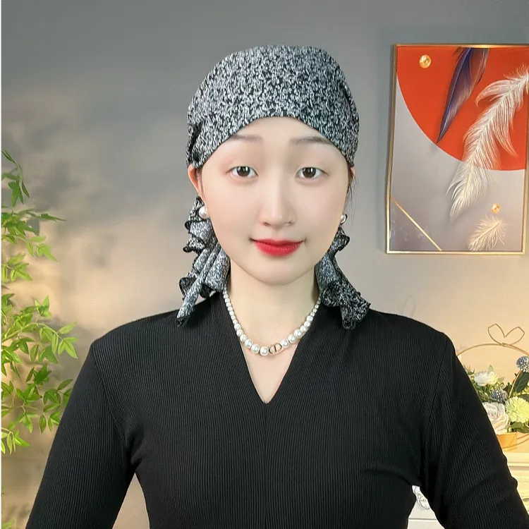 包头帽休闲薄款潮流洋气飘带帽子女百搭碎花帽遮白发四季透气