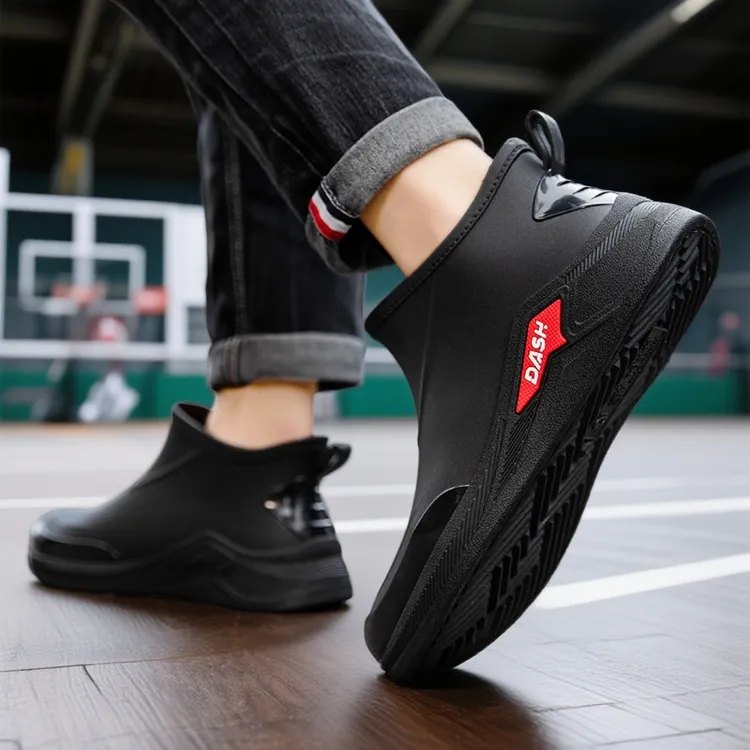 厚款耐磨轻便防水短筒防滑雨鞋防水鞋潮流厚底时尚东北雨鞋男士