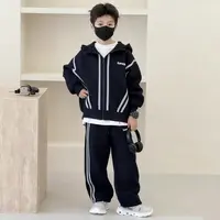 2025男童连帽外套卫衣套装新款秋冬季潮酷中大儿童装运动衣两件套