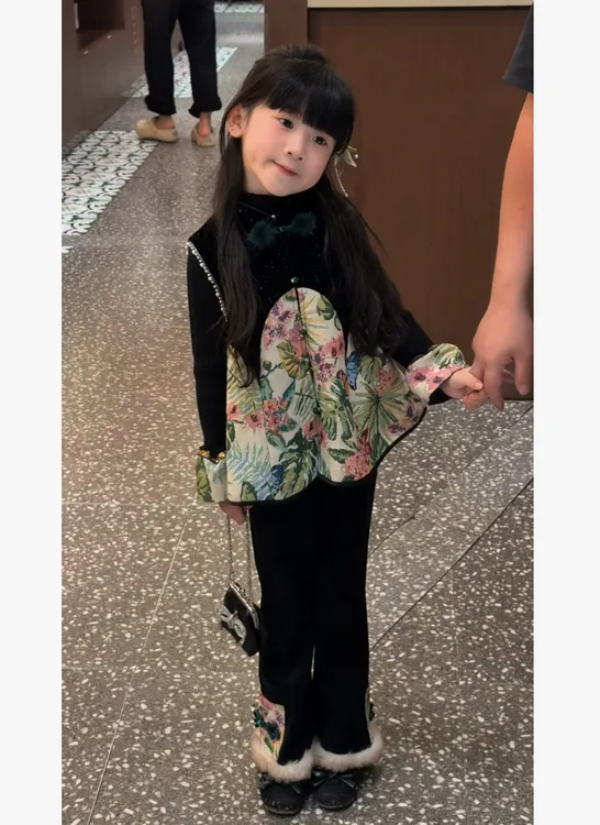 【竹影雕花】女绒国风上衣马甲毛衣裤子2025新款秋冬新中式加厚年服