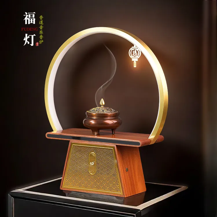 soapmeet/香约高级香炉香道茶桌摆件木质香薰炉新中式古典音乐机