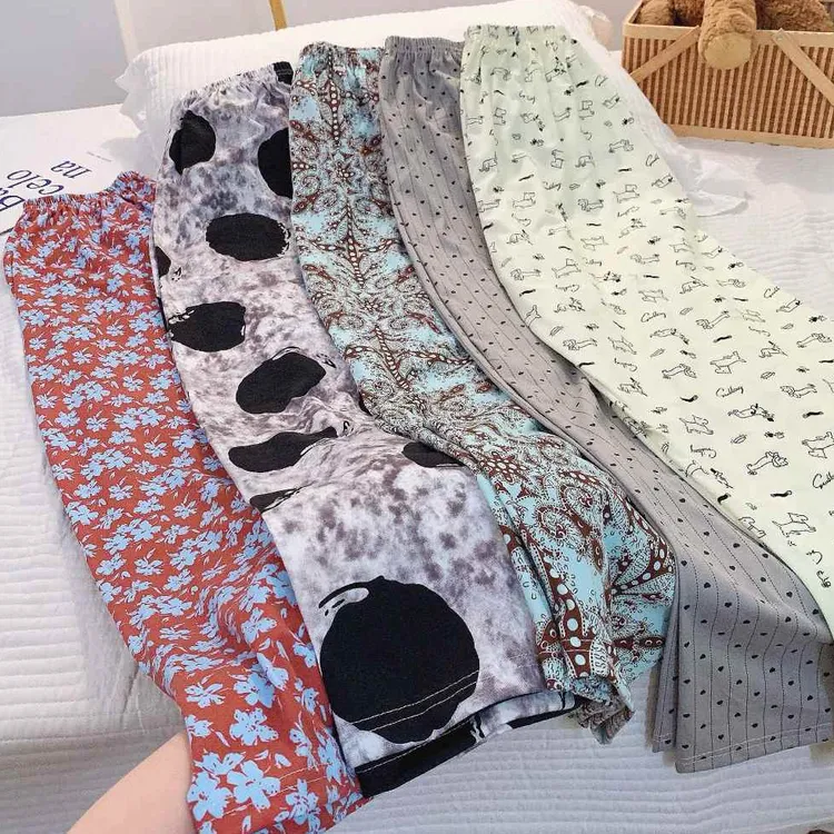 大码宽松300斤睡裤女士休闲卡通胖mm遛弯裤家居裤短裤长裤子夏季