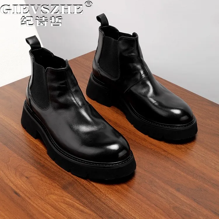 纪诗哲男鞋轻便时尚透气短靴男款潮流轻奢休闲鞋舒适百搭切尔西靴