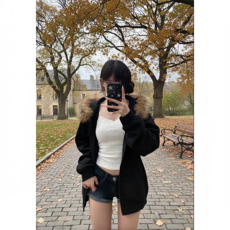 连帽卫衣秋冬加厚短款宽松冬季洋气黑色新款女装显瘦上衣