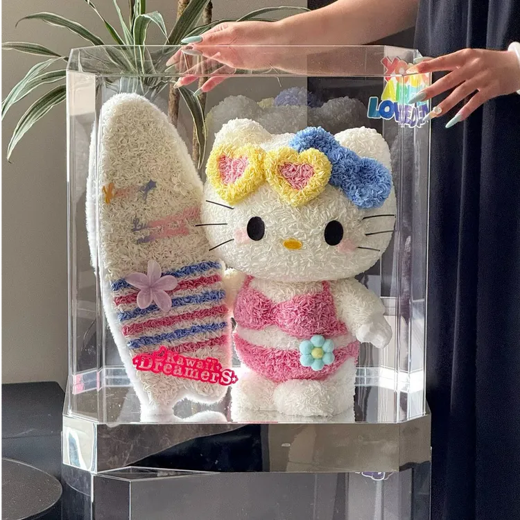 永生花HelloKitty凯蒂猫玫瑰花仿真花束送女朋友闺蜜创意生日礼物