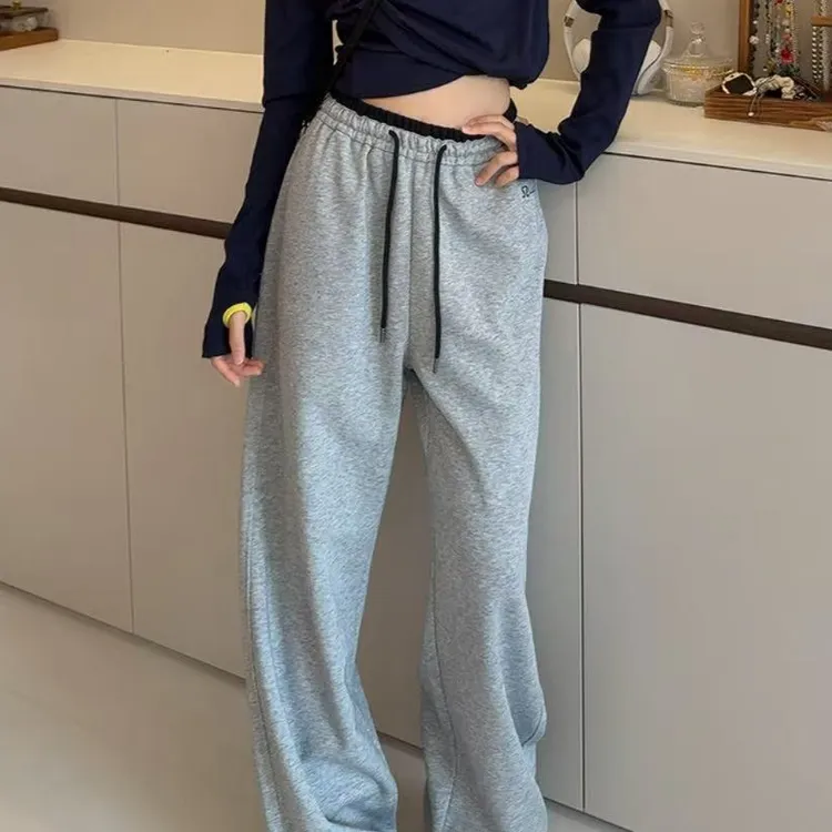 TTY  2025秋款显瘦新款百搭垂感直筒双腰头抽绳休闲裤 278074