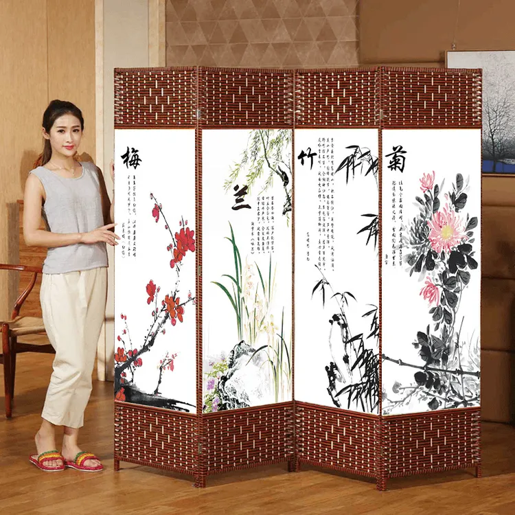 简易屏风折叠房间隔断帘客厅进门卧室遮挡家用挡床玄关新款推拉