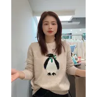 萱萱【企鹅毛衫】新款百搭显瘦企鹅图案毛针织上衣516457 120601