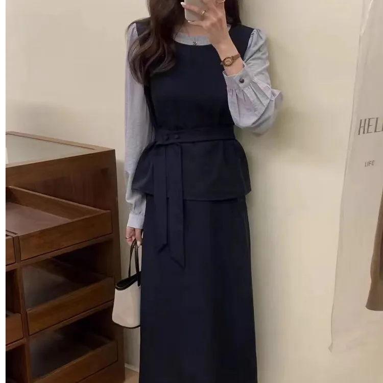 秋季新款韩系女洋气减龄百搭显瘦时尚套装长裙两件套