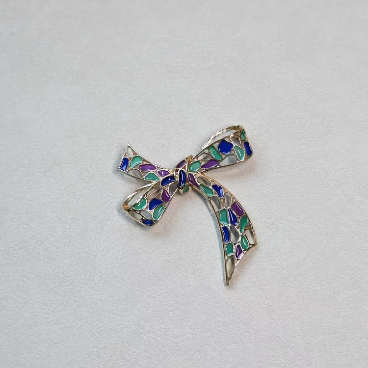 合金胸针 <胸针>中古风镂空珐琅滴油蝴蝶结胸针优雅大气胸针