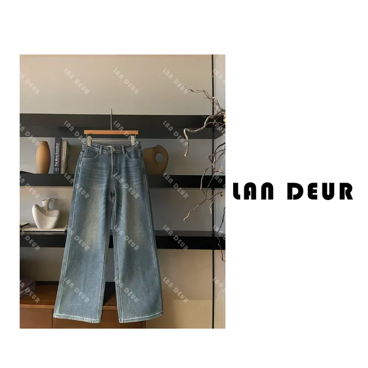 JIUJIU【花予情诗】经典百搭韩系显瘦复古直筒秋冬牛仔裤女
